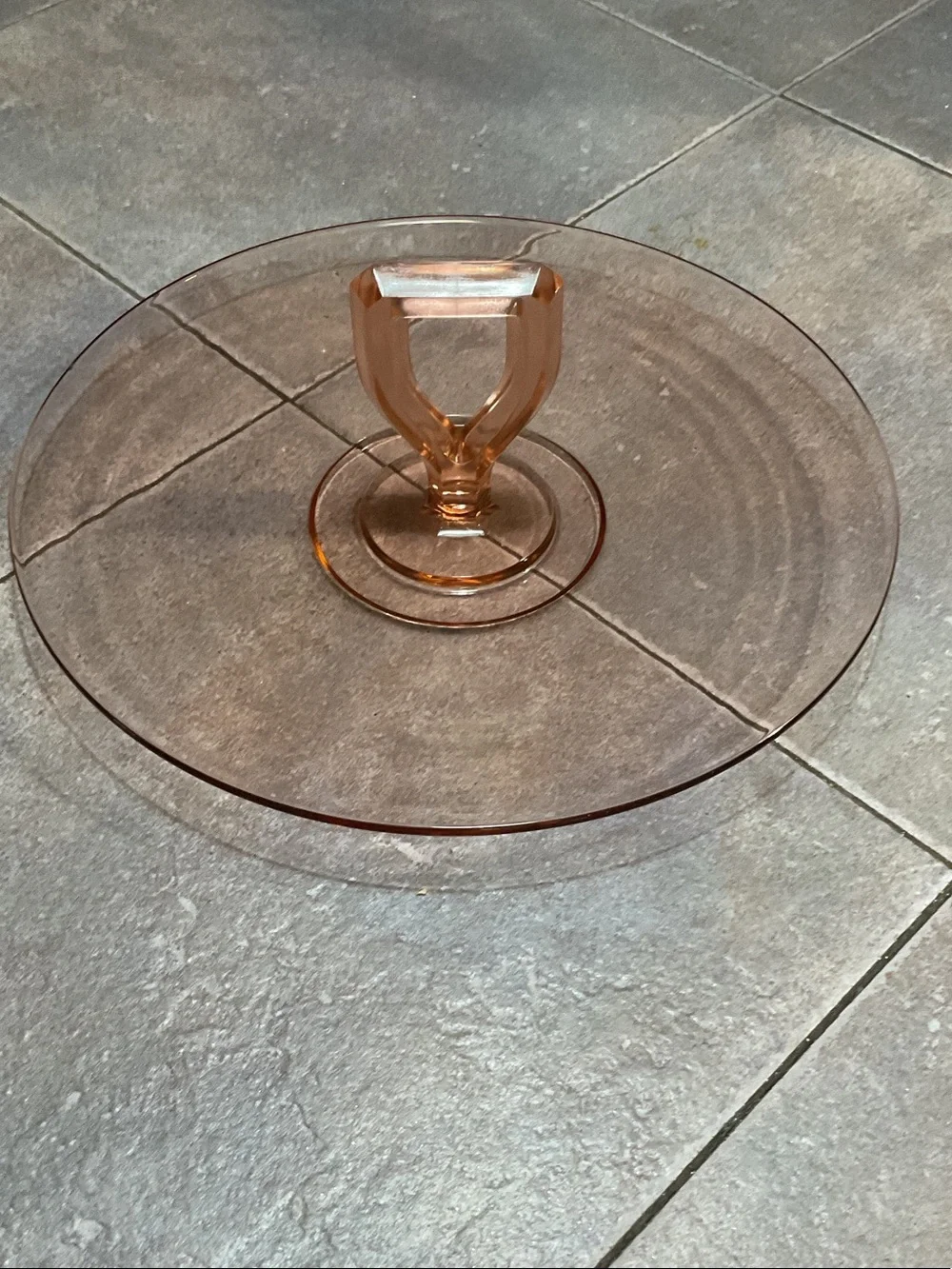 Vintage Pink Glass Pedestal Cake Stand
